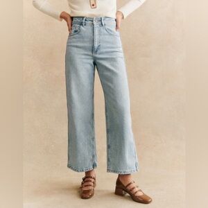 Sézane Le crop denim, bleach, size 36 (us 4)